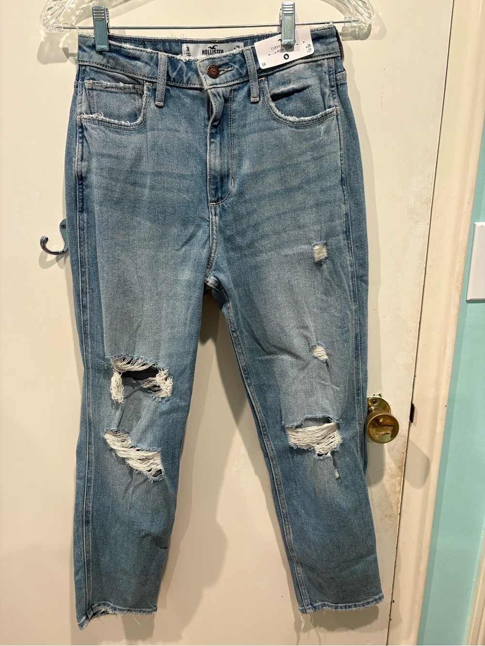 Hollister Light Blue Distressed High-Rise Jeans